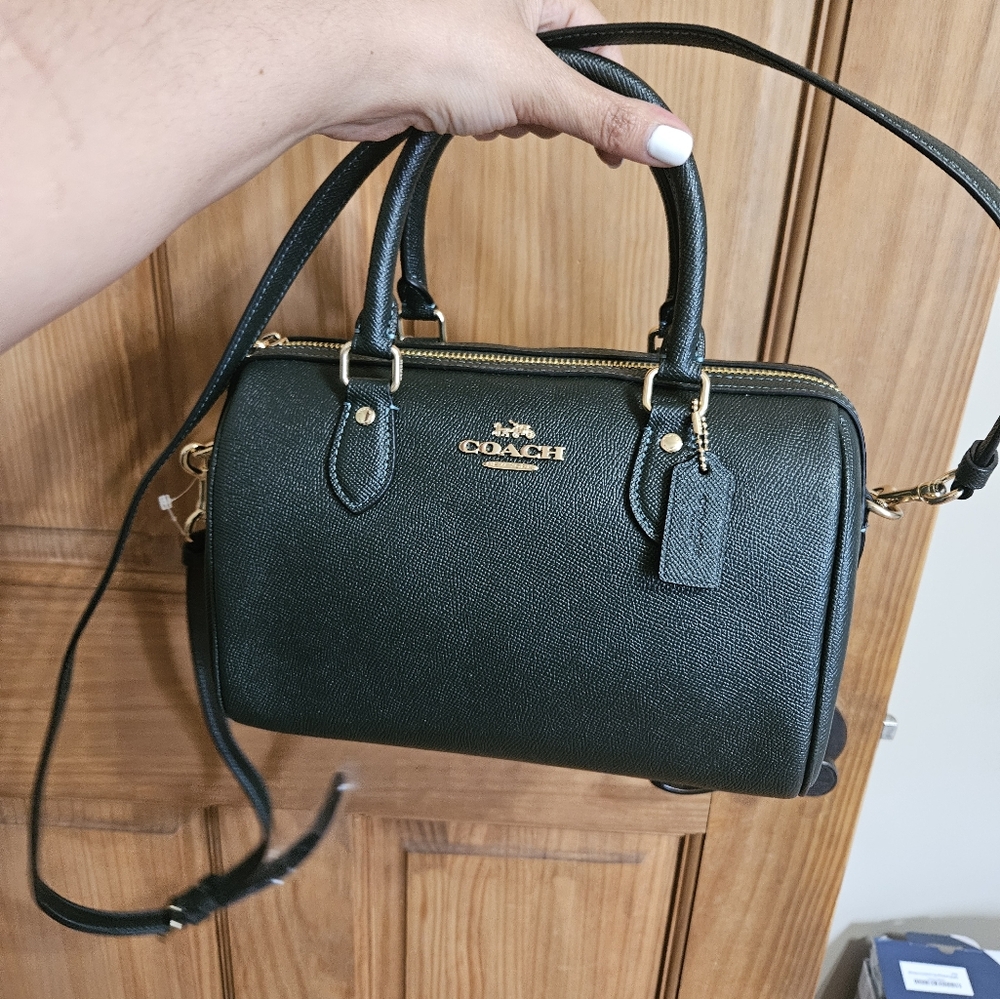 Coach Rowan Leather Satchel Bag Amazon Green NWT - Picture 2 of 10